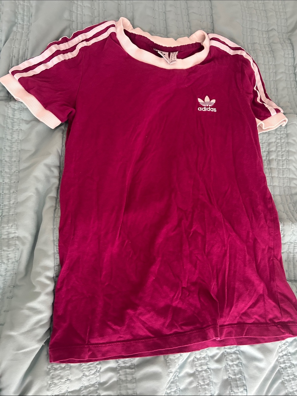 Adidas Purple-Red 3 Stripes T Shirt